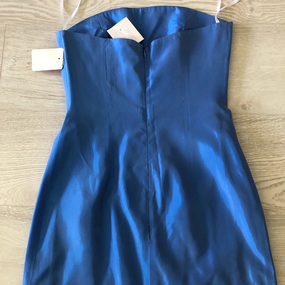 NWT Lawrence Variazioni Iridescent Blue Satin Strapless Long Gown - Picture 15 of 16